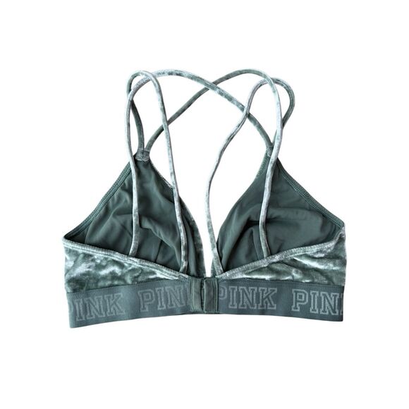 Victoria's Secret PINK Crushed Velvet Sage Green Unlined Bralette Size S - Picture 4 of 8